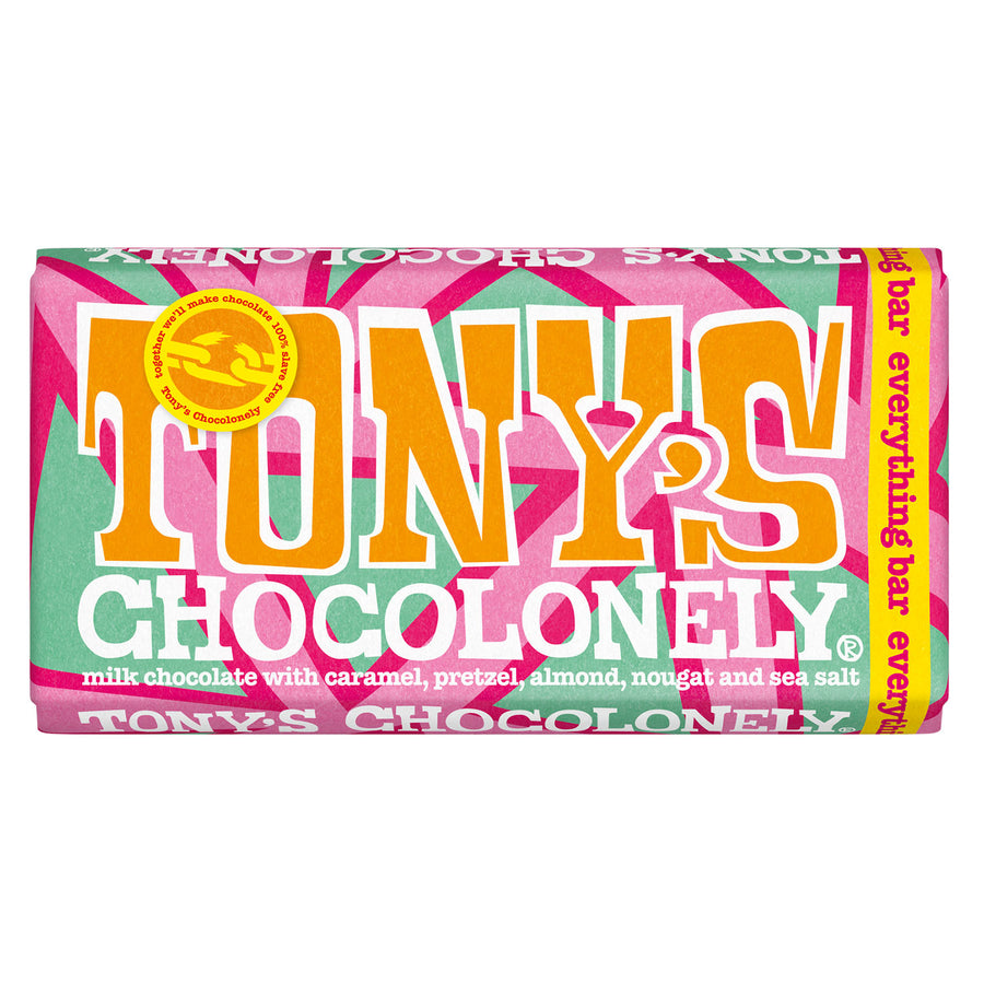 Tony's Chocolonely Fairtrade Chocolate Everything Bar with nougat