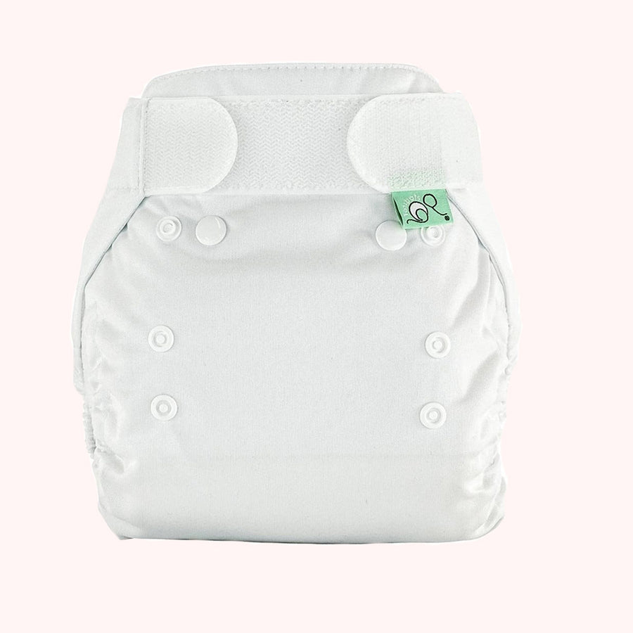 Tots Bots Bamboozle Nappy Wrap - Size 3 is a solid white waterproof outer nappy cover for toddlers. Front view, white background.