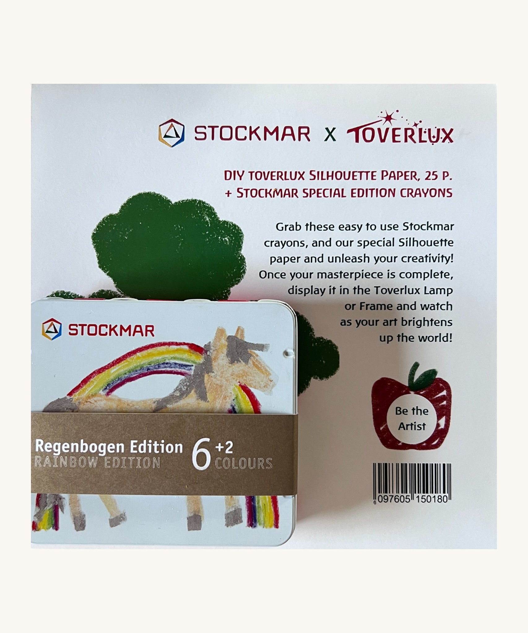 Toverlux DIY Stockmar x Toverlux Creative Set. Includes 25 pieces of paper and 8 Rainbow Edition crayons