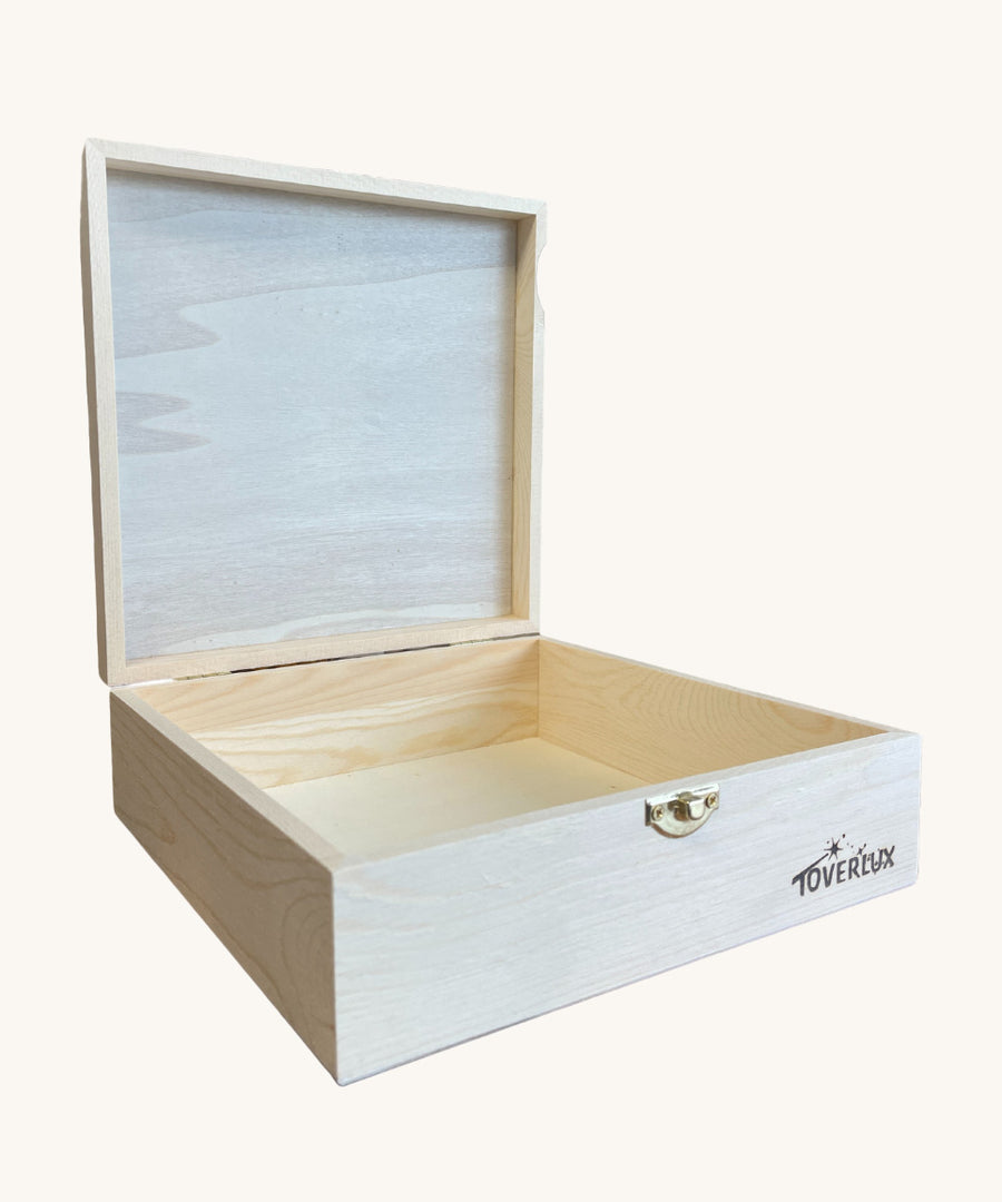 Toverlux Magic Lamp Silhouette Storage Box. A small wooden storage box perfect for storing all your Magic Lamp Silhouette's, on a plain background.