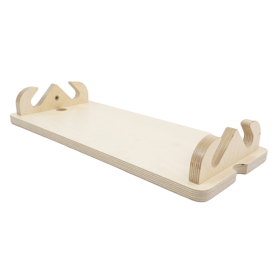 Bottom of the Triclimb wooden arben top deck accessory for a childrens pikler climbing triangle on a white background