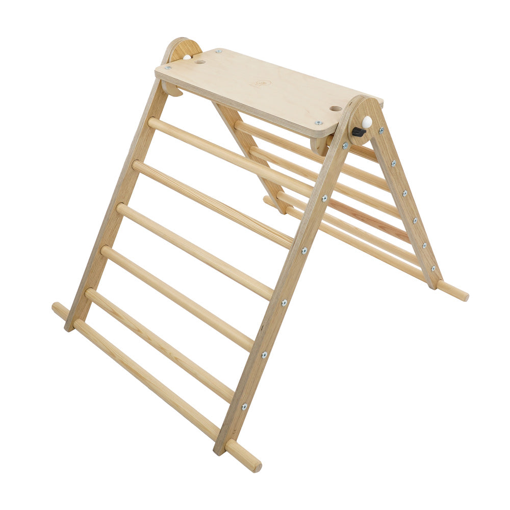 Triclimb arben top deck climbing frame accessory on top of a natural wooden triclimb on a white background