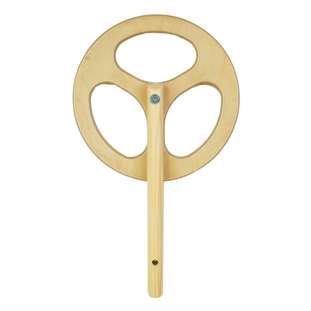 Back of the Triclimb wooden arben top deck steering wheel accessory on a white background