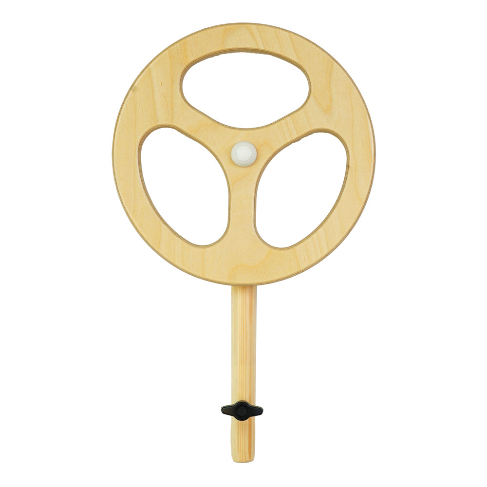 Front of the Triclimb wooden arben top deck steering wheel accessory on a white background