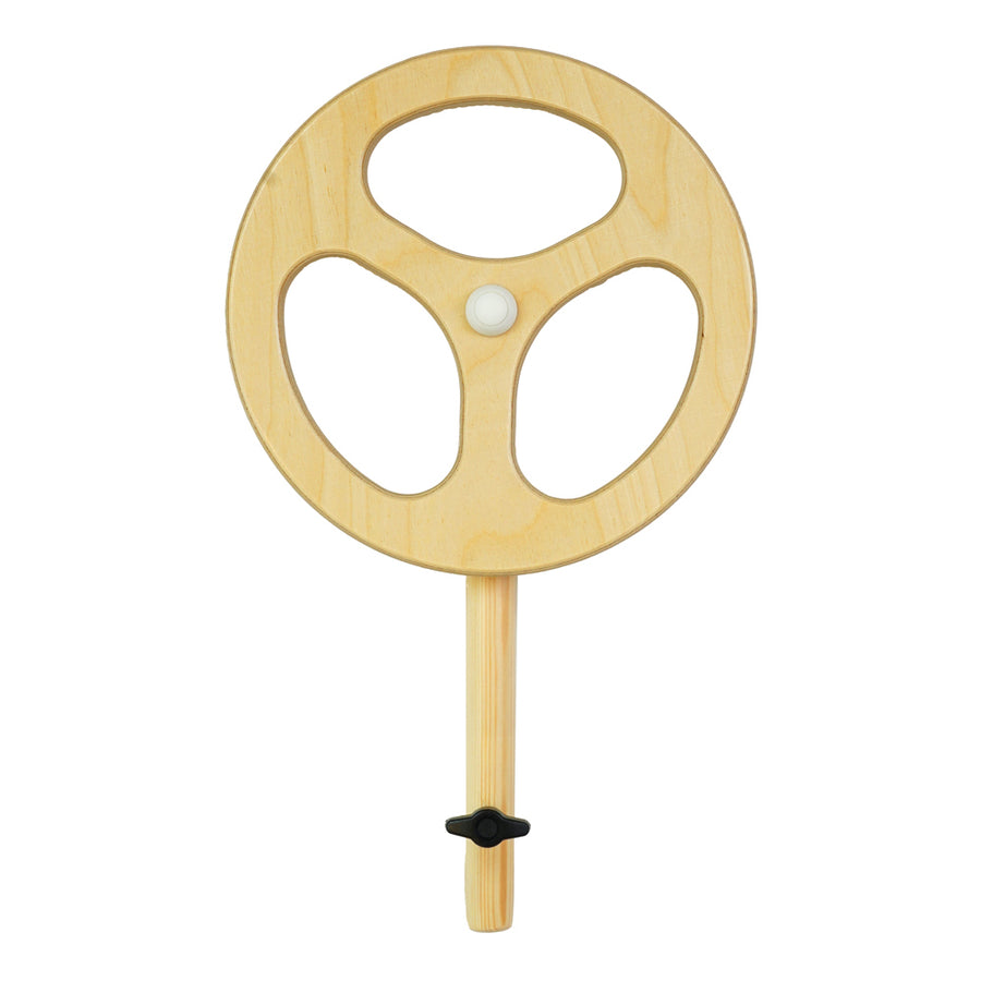 Front of the Triclimb wooden arben top deck steering wheel accessory on a white background