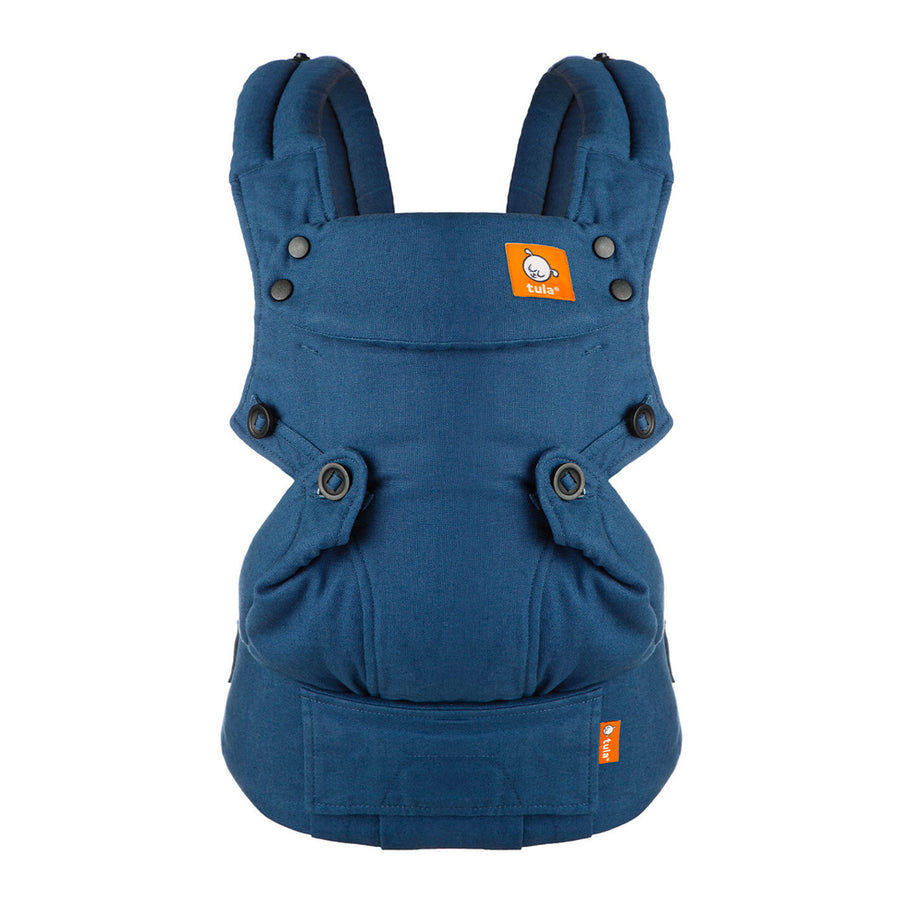 Tula explore front facing hemp bluestone baby carrier on a white background