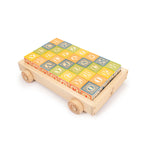 Uncle Goose Classic Wooden ABC Toy Blocks - with Pull Wagon