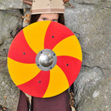 Bouclier rond en bois Vah Grimwald Viking - Rouge et jaune