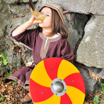 Bouclier rond en bois Vah Grimwald Viking - Rouge et jaune