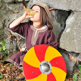 Bouclier rond en bois Vah Grimwald Viking - Rouge et jaune