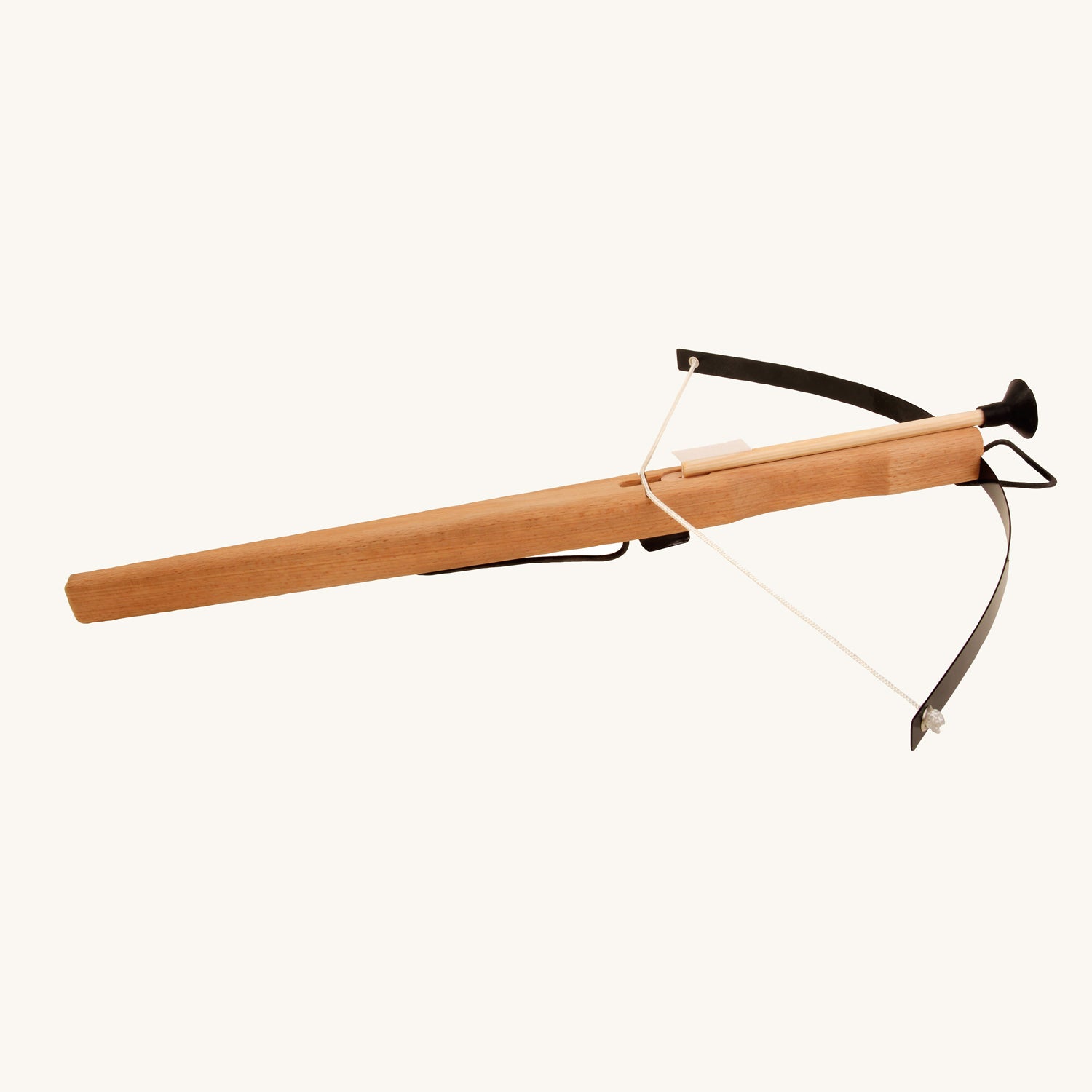 Vah Wooden oiled Hunting Crossbow toy with Safety Arrows pictured on a plain background