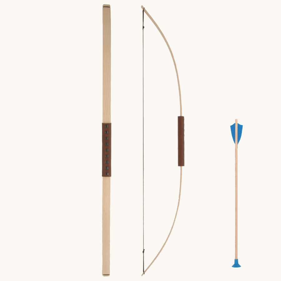 Vah Junior Wooden Bow pictured with Safety Arrow on a plain background