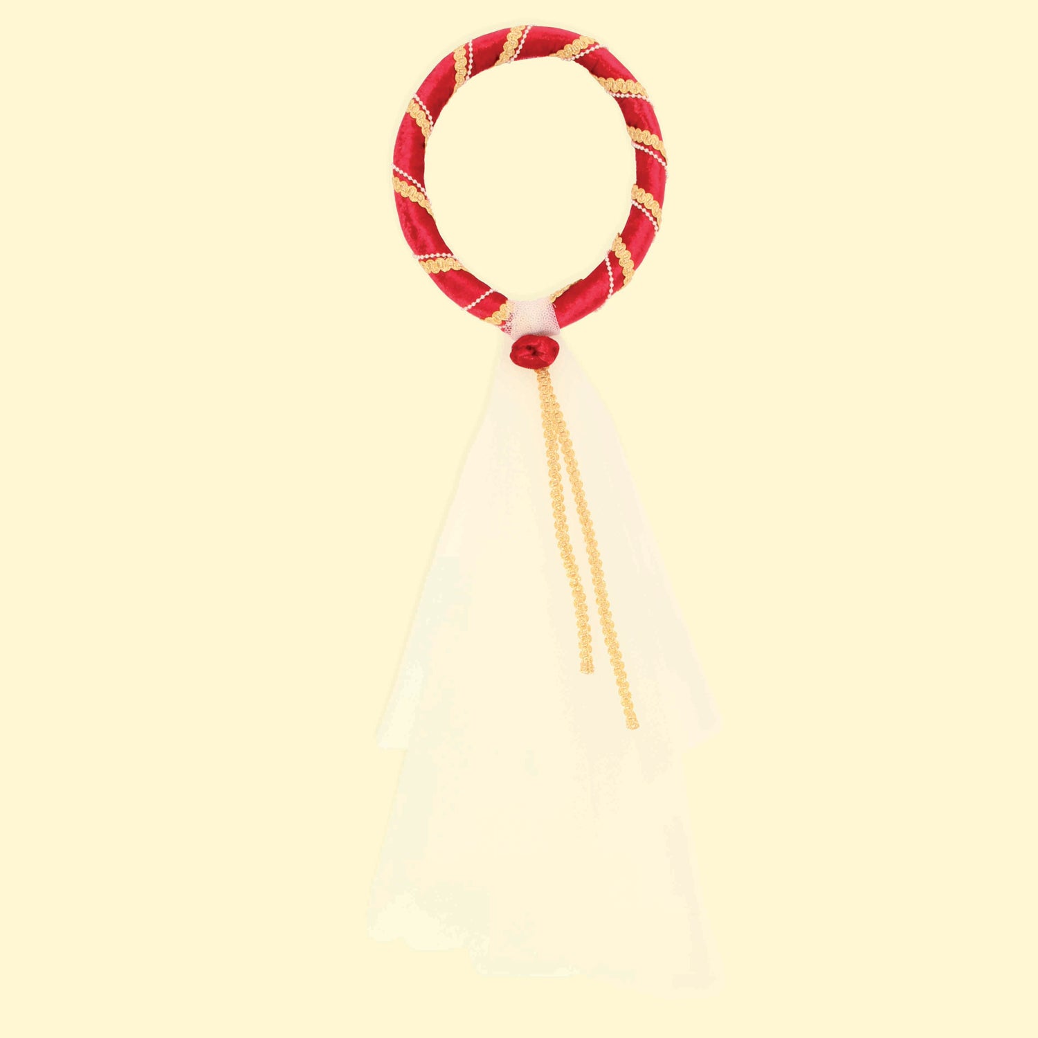 Vah Red Isabella Medieval Veil pictured on a cream coloured background