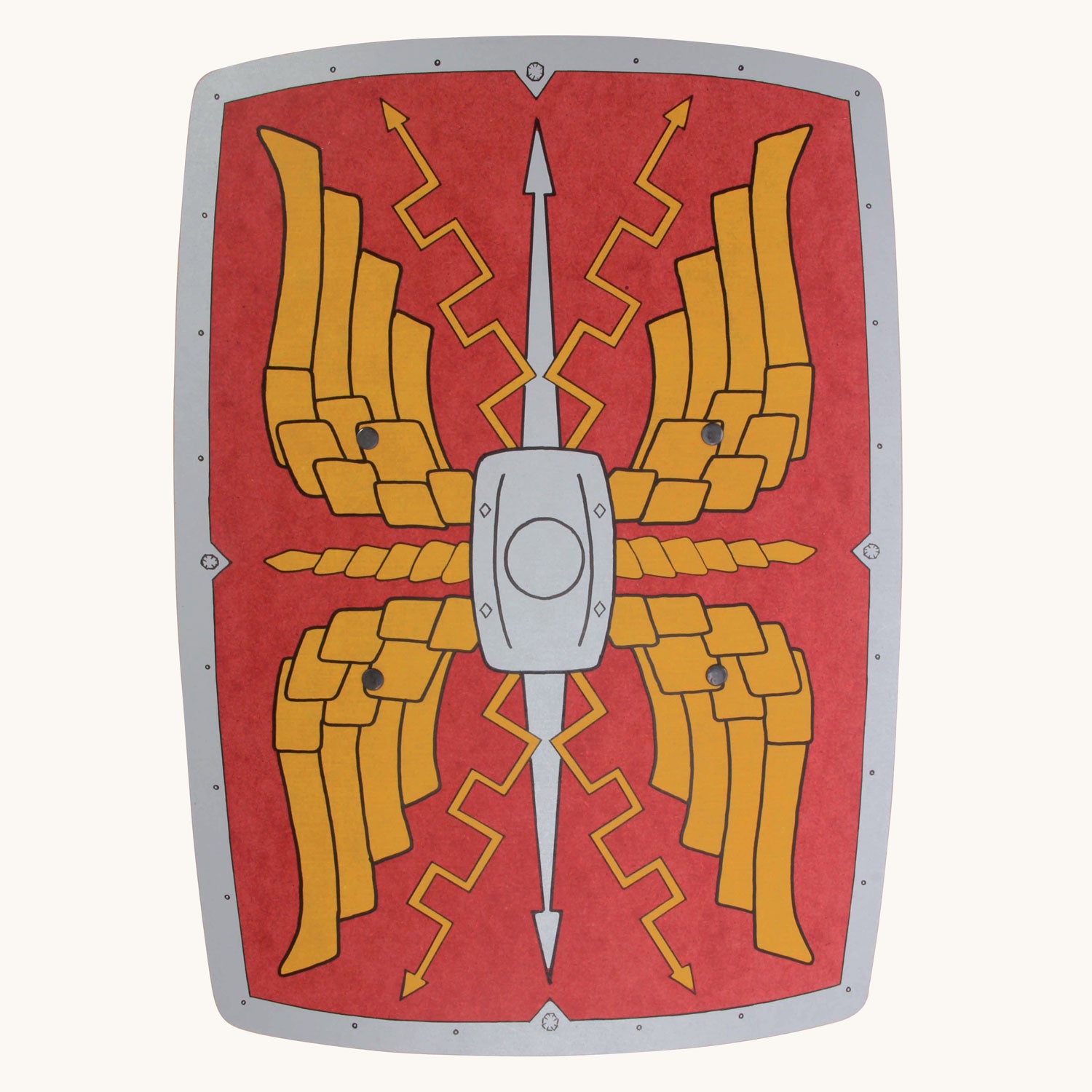 Vah Roman Alexius Red Wooden Shield pictured on a plain coloured background