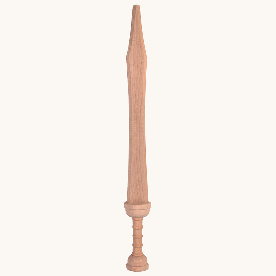 Vah Hand crafted Wooden Roman Aurelius Sword, on a cream background