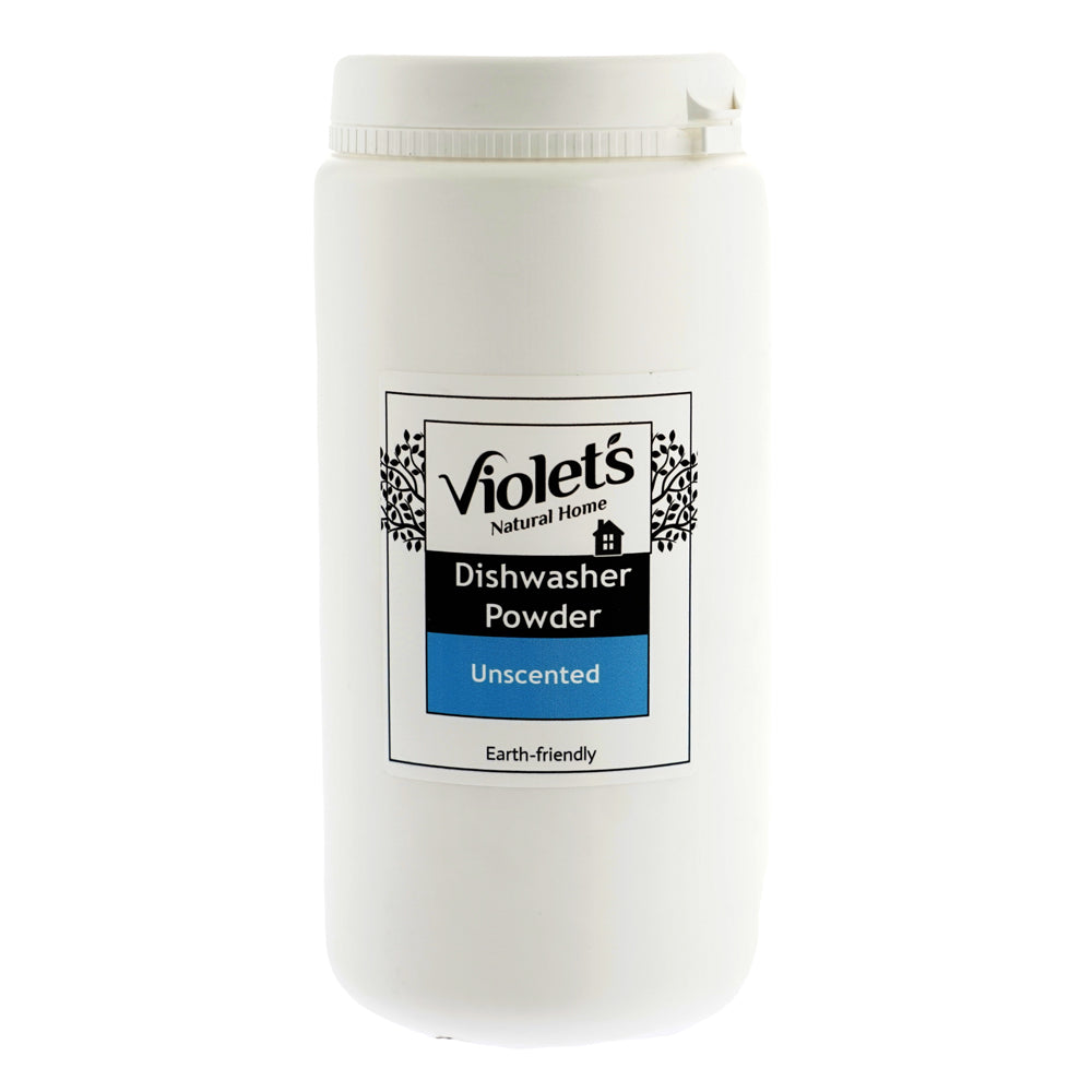 Violets 500g eco-friendly dishwasher powder tub on a white background