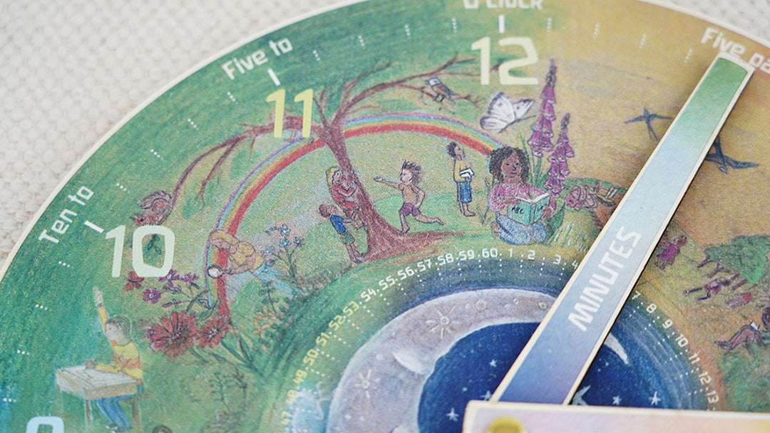 Close up picture of the Waldorf Family maths clock