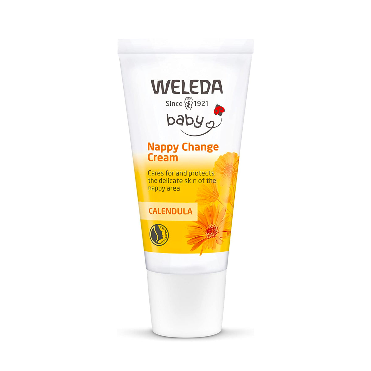 Weleda 30ml calendula nappy change cream on a white background