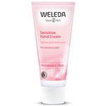 Weleda Sensitive Hand Cream has a fragrance free formula to soothe tired hands. In a pink tube. 