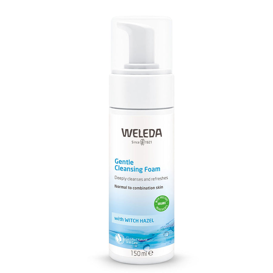 Gentle Cleansing Foam by Weleda is made with natural and organic plant based ingredients will deeply cleanse and remove make-up. A white pump action bottle.