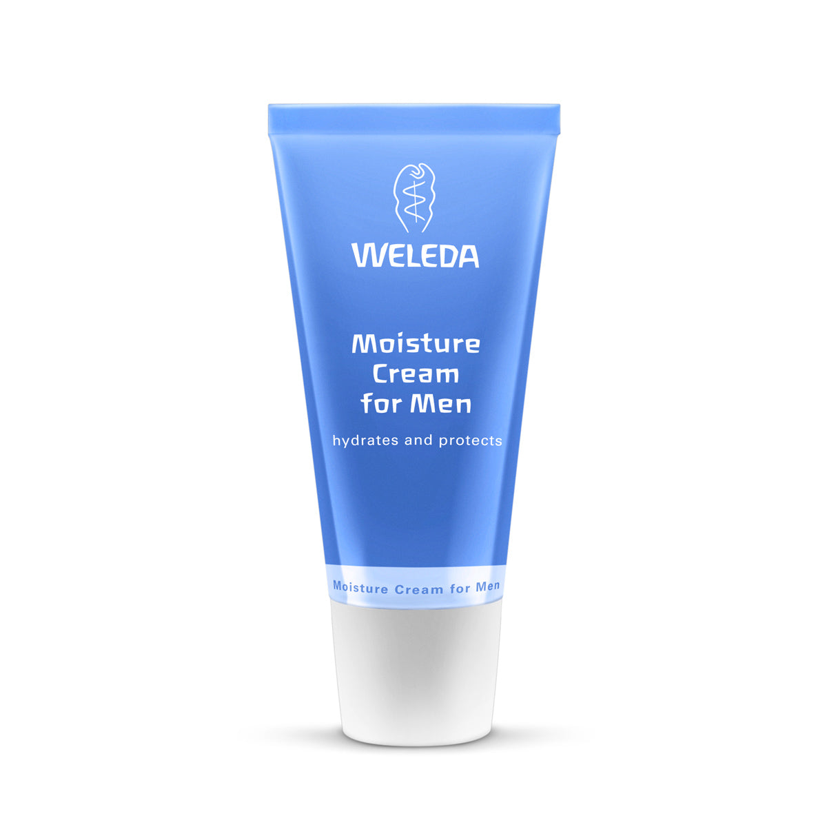 Men's 30ml Weleda moisturising cream on a white background