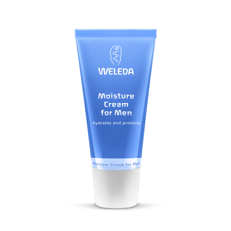 Men's 30ml Weleda moisturising cream on a white background