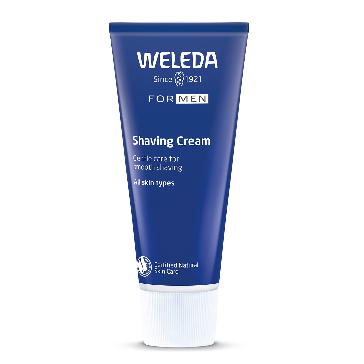 Weleda men's 75ml gentle shaving cream on a white background