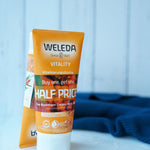 two orange tubes of natural sea buckthorn creamy body wash with  Buy 1 Get 1 Half Price band