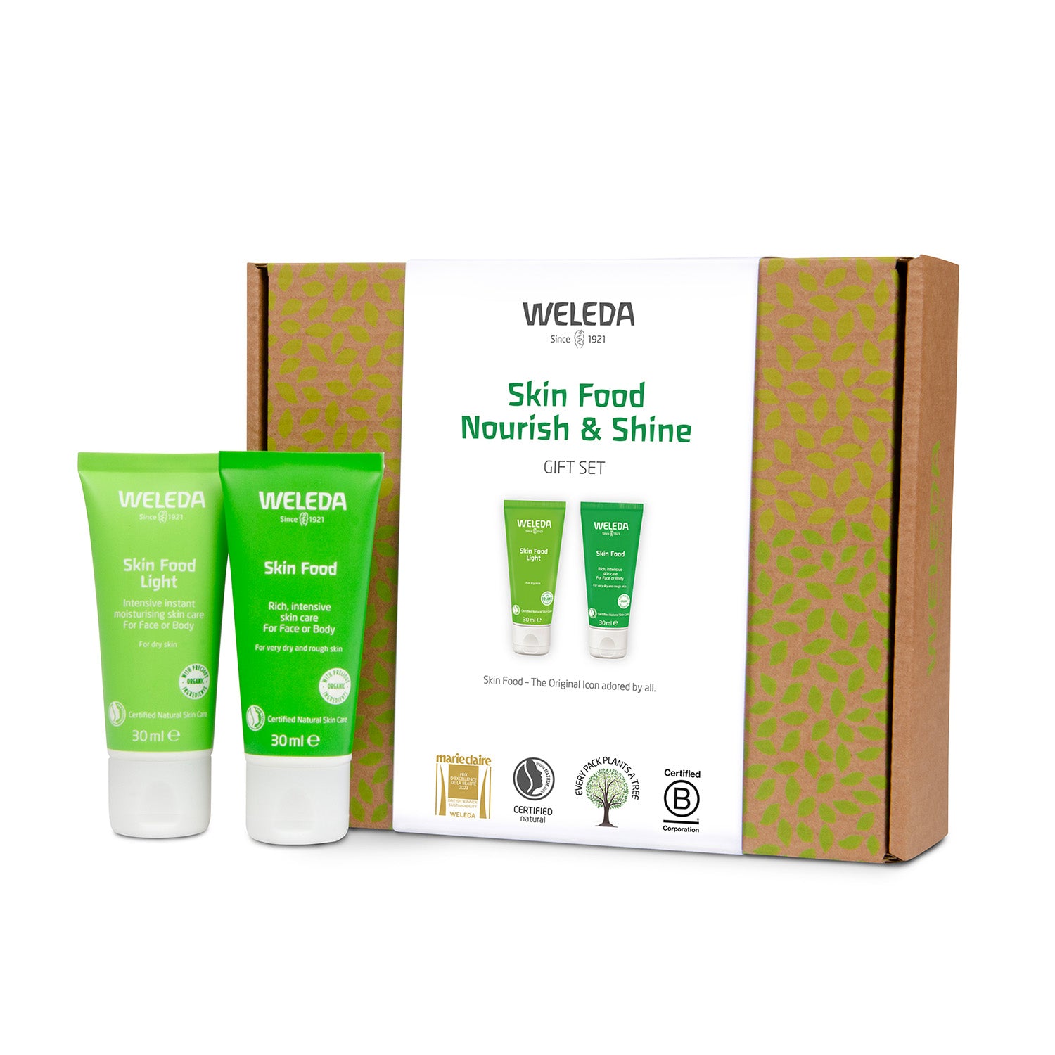 Weleda Skin Food Nourish & Shine Gift Set including  Skin Food Original 30ml paired with Skin Food Light 30ml