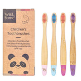 Brosse à dents en bambou pour enfants Wild &amp; Stone - Paquet de 4 - Bonbon