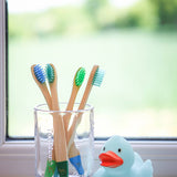 Brosse à dents en bambou pour enfants Wild &amp; Stone - Paquet de 4 - Aqua