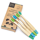 Brosse à dents en bambou pour enfants Wild &amp; Stone - Paquet de 4 - Aqua