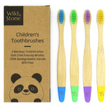 Brosse à dents en bambou pour enfants Wild &amp; Stone - Paquet de 4 - Multicolore