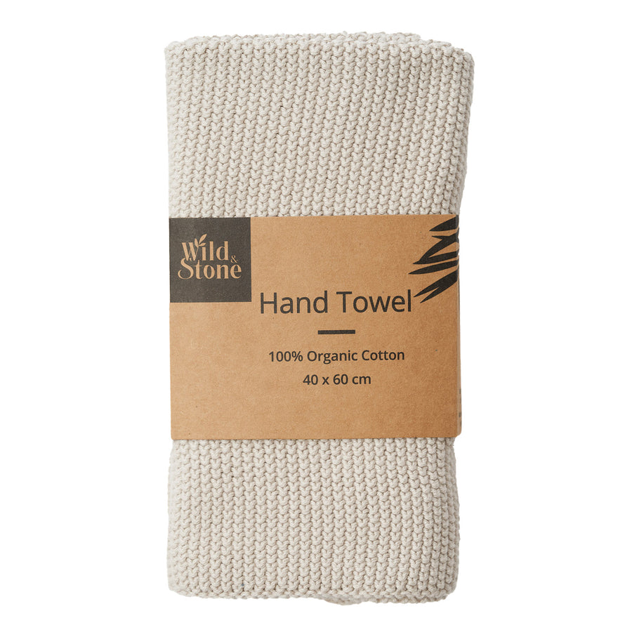 Wild & Stone Organic Cotton Hand Towel in a cardboard sleeve