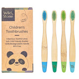 Brosse à dents en bambou pour enfants Wild &amp; Stone - Paquet de 4 - Aqua