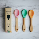 Wild & Stone Bamboo Weaning Spoons Set of 3 - Pink, Green & Yellow