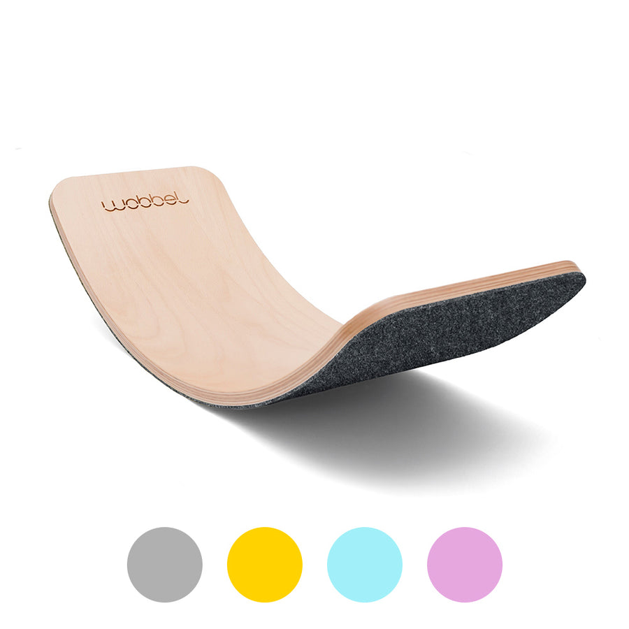 Wobbel Pro Beech Wood with Felt balance board on a white background