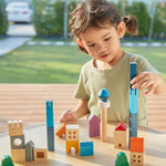 The PlanToys Cityscape Blocks. A set of 27 wooden blocks for creative