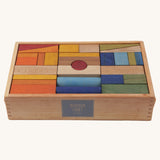 Wooden Story 63 XL Rainbow Blocks in Tray on a plain background. 