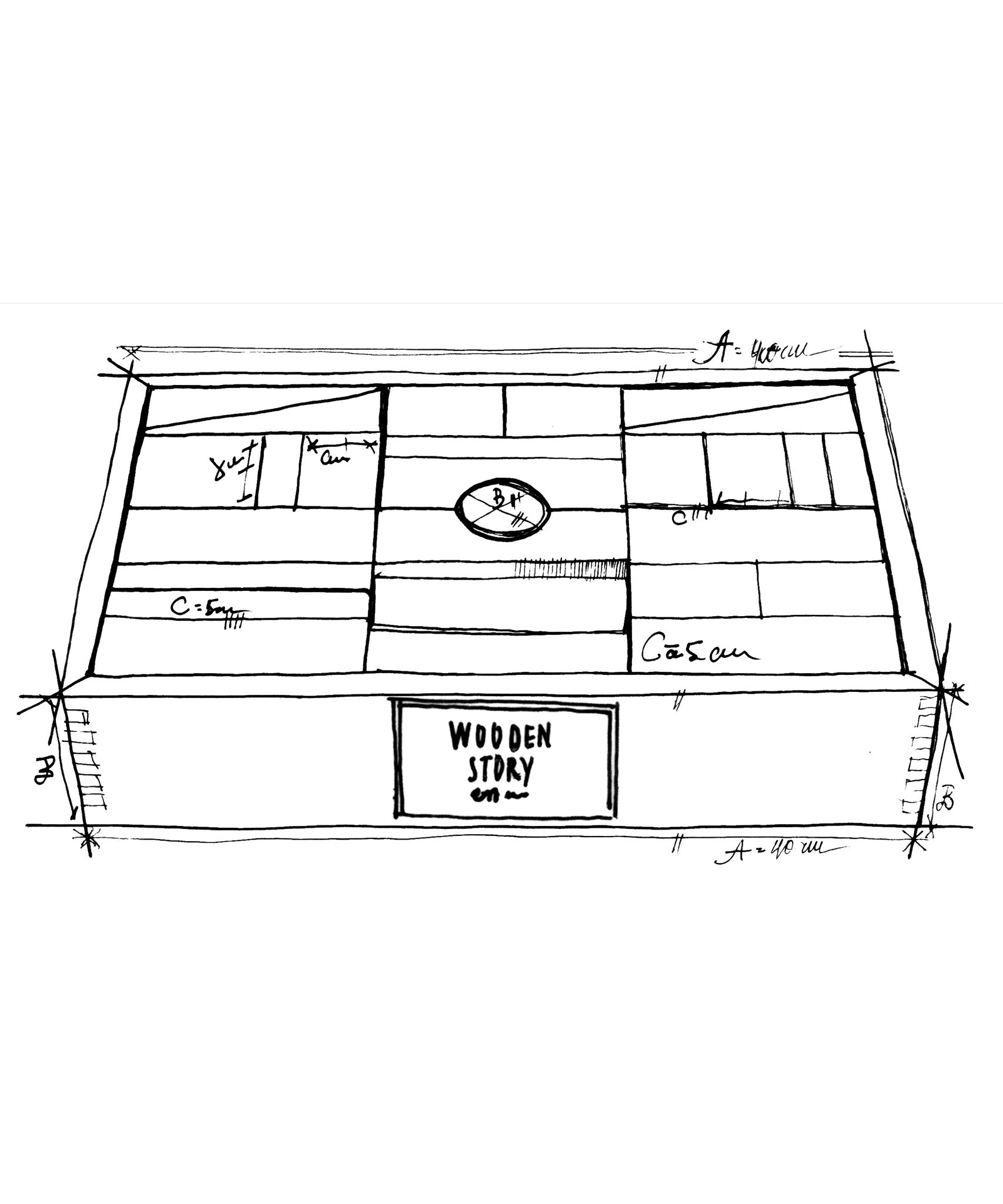 An illustrated drawing of the Wooden Story 63 Extra Large natural blocks in a tray set. 