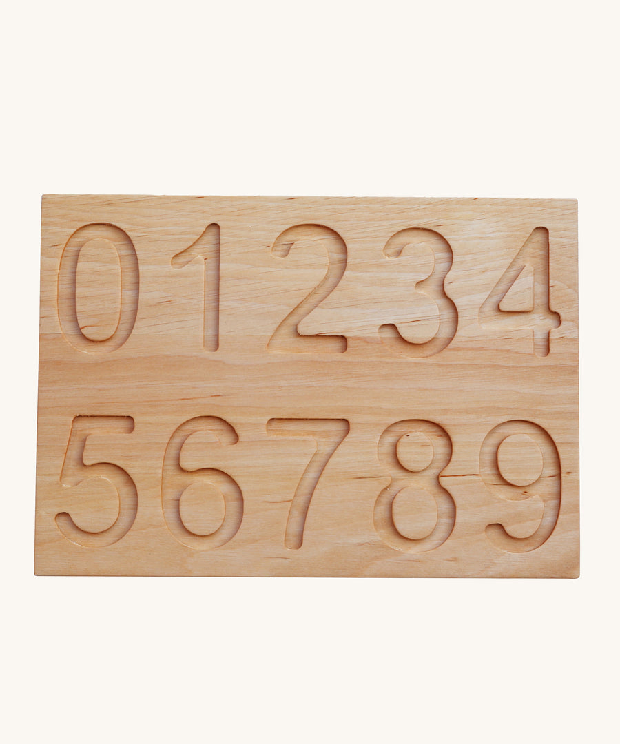 The number side of the Wooden Story Number Tracking Board on a plain background. 