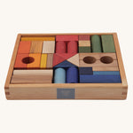 Wooden Story 30 Rainbow Blocks in Tray on a plain background. 