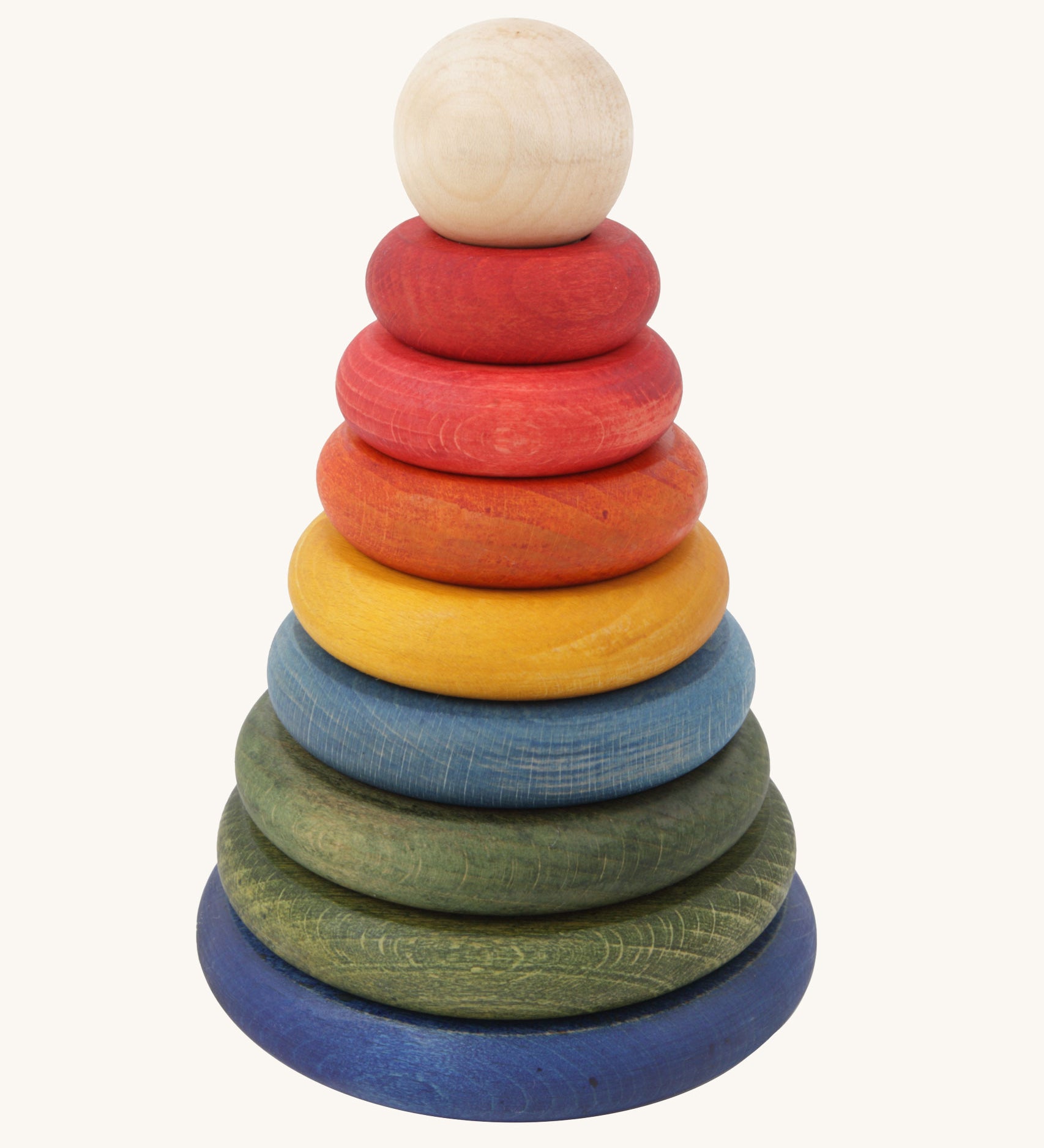 Wooden Story Rainbow Stacker on a plain background. 