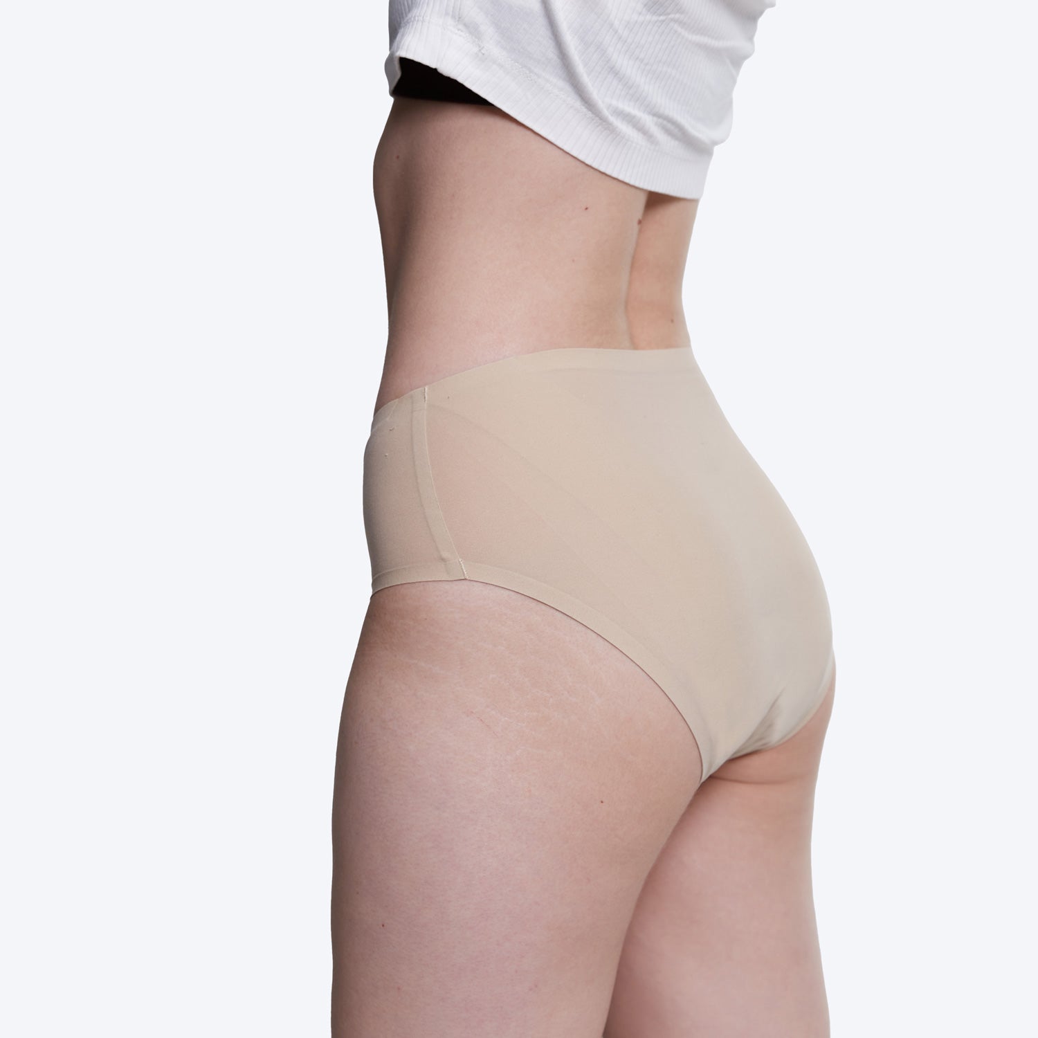 WUKA Stretch Seamless Midi Brief Heavy Flow Period Pants - Light Nude