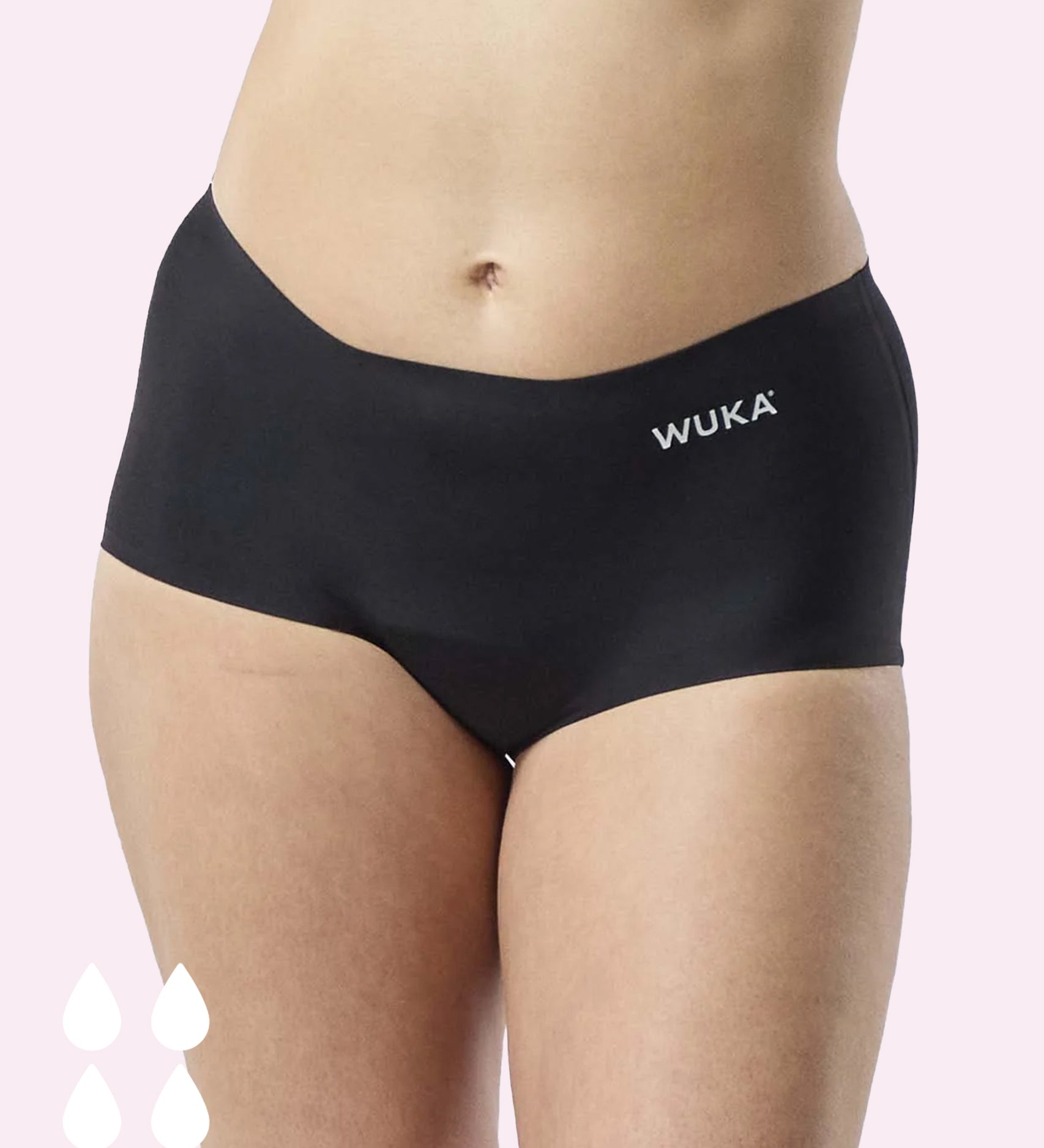 WUKA Teen Stretch Boxer Shorts Heavy Flow - Black