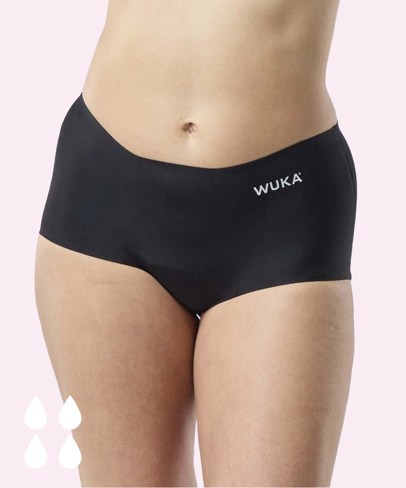 WUKA Teen Stretch Boxer Shorts Heavy Flow - Black