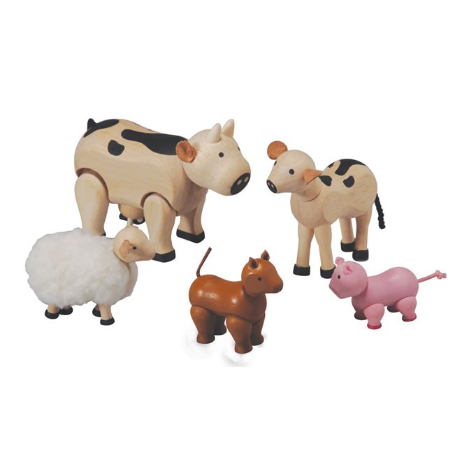Plan Toys Farm Animals Set 7135 Wooden Farm Animals